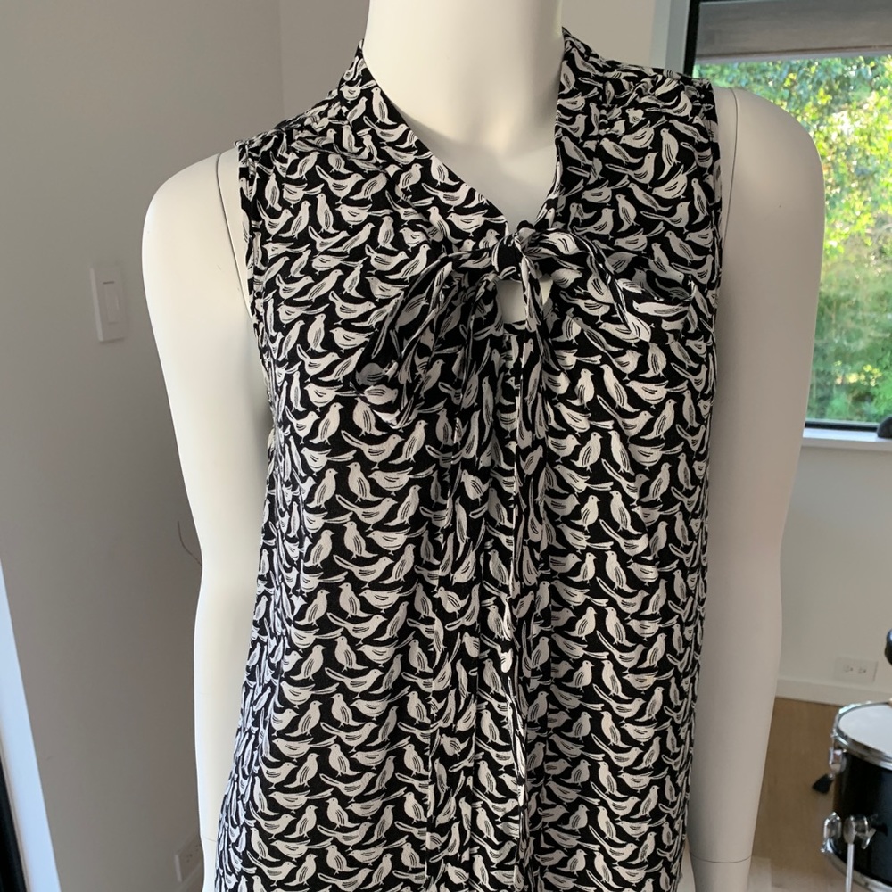Kate Spade Black and White Sleeveless Birdie Top